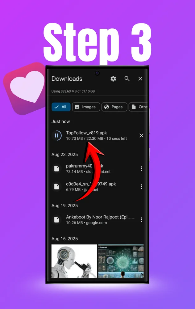 downloading interface image