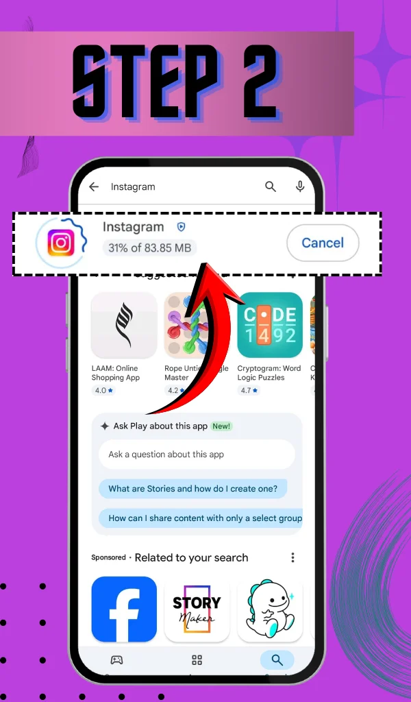 search instagram and install image